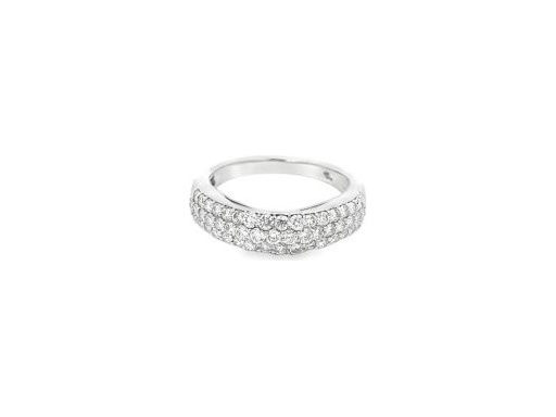 18K White Gold Full Pavé Natural Round Diamonds Dome Ring